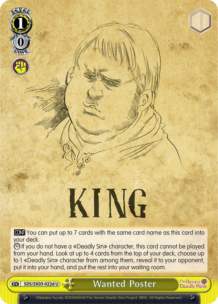 Image of Wanted Poster (SDS/SX03-022d U) [The Seven Deadly Sins]