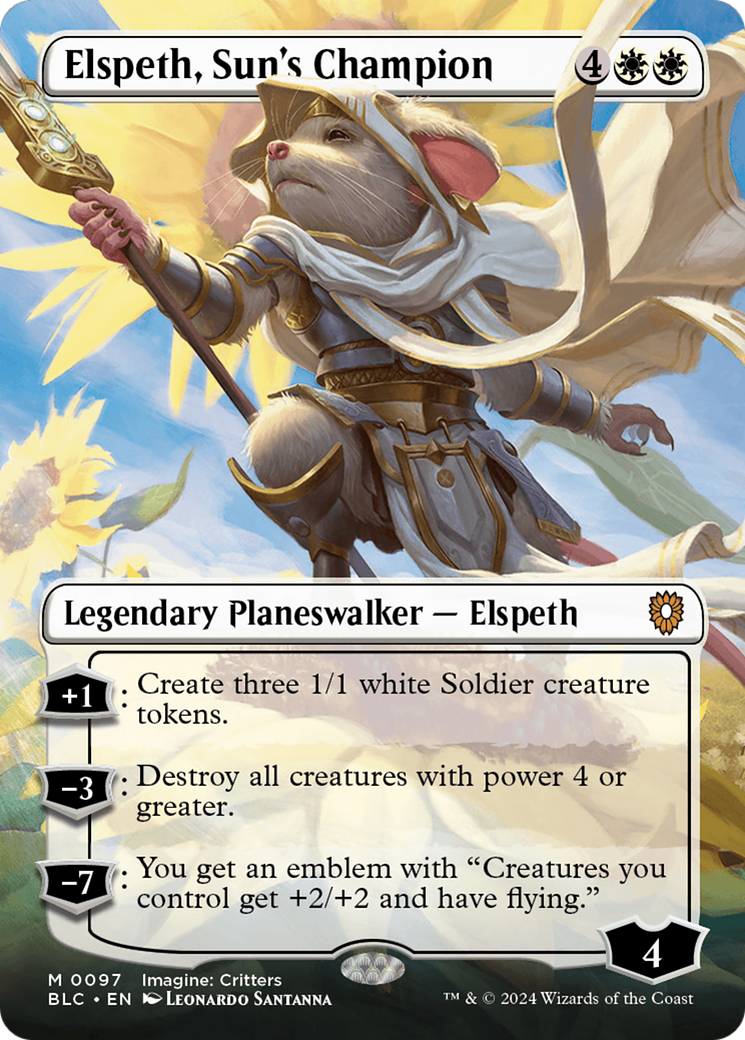 Image of Elspeth, Sun's Champion (Borderless) [Bloomburrow Commander]