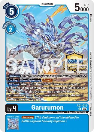 Image of Garurumon (World Championship 26–27 Regionals Season 2) (AD1-010) - Advanced Booster Digimon Generation Foil