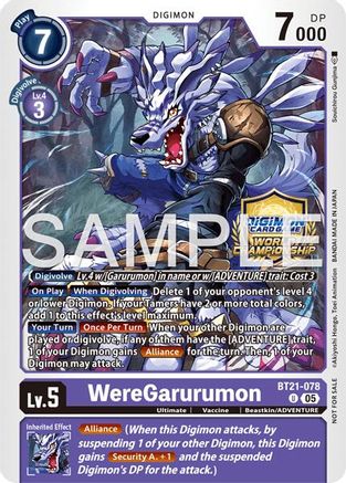 Image of WereGarurumon (World Championship 26–27 Regionals Season 2) (BT21-078) - World Convergence Foil