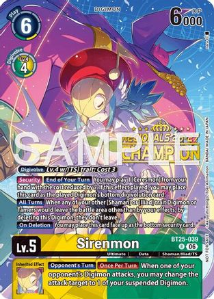 Image of Sirenmon (Regionals 26-27 Season 2 Champion) (BT25-039) - Dual Revolution Foil