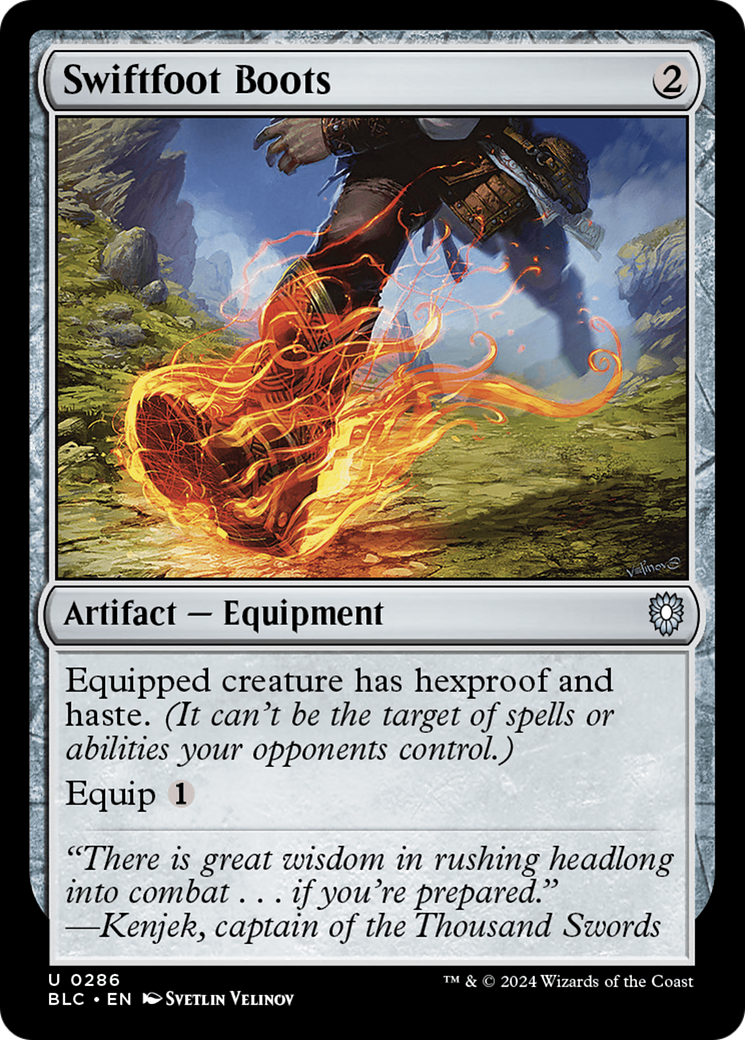 Image of Swiftfoot Boots [Bloomburrow Commander]