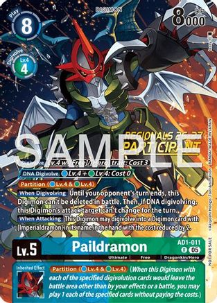 Image of Paildramon - AD1-011 (Regionals 26-27 Season 2 Participant) (AD1-011) - Advanced Booster Digimon Generation Foil