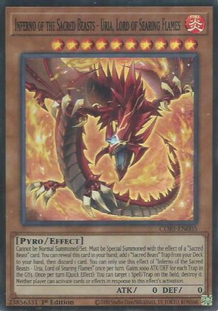 Image of Inferno of the Sacred Beasts - Uria, Lord of Searing Flames (CORI-EN005) - Chaos Origins 1st Edition