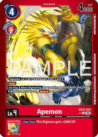 Image of Apemon (Limited Foil) (EX12-012) - Digital World Shambala Foil