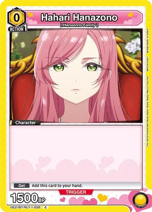 Image of Hahari Hanazono (026) (Box Topper Foil) (UE21BT/RLY-1-026) - UE21BT The 100 Girlfriends Who Really Really Really Really REALLY Love You Foil
