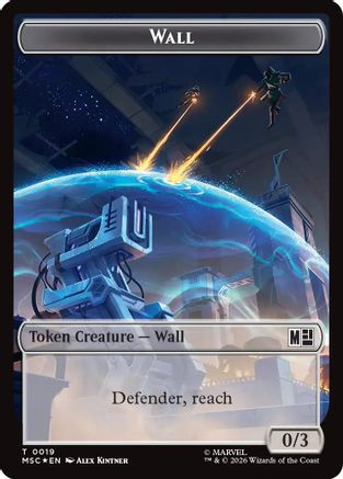 Image of Wall (019) // Merfolk (024) Double-Sided Token (Surge Foil) (MSC-19 // 24) - Commander: Marvel Super Heroes Foil
