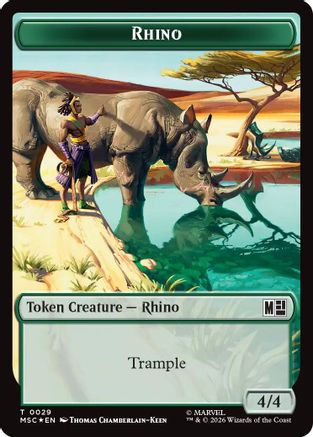 Image of Rhino (029) // Elephant (028) Double-Sided Token (Surge Foil) (MSC-29 // 28) - Commander: Marvel Super Heroes Foil
