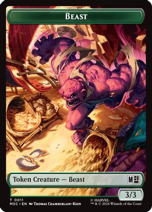 Image of Beast // Vibranium Double-Sided Token (MSC-11 // 15) - Commander: Marvel Super Heroes Foil