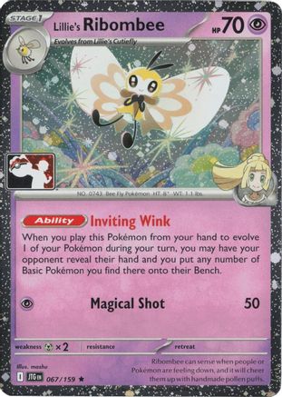 Image of Lillie's Ribombee (Cosmos Holo) 067/159  - Holofoil Prize Pack Series Cards - Rare