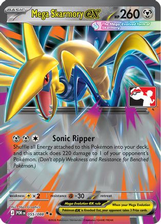Image of Mega Skarmory ex 055/088  - Holofoil Prize Pack Series Cards - Double Rare