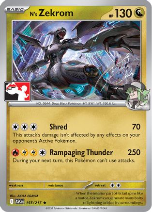Image of N's Zekrom 155/217  Prize Pack Series Cards - Rare