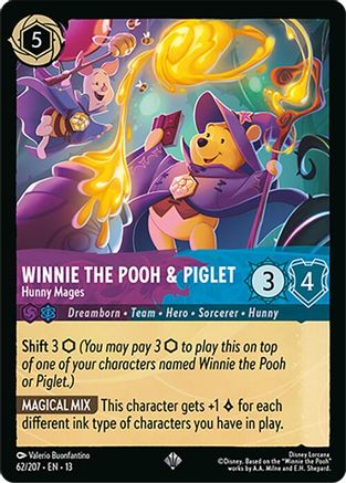 Image of Winnie the Pooh & Piglet - Hunny Mages (62/204) - Attack of the Vine Cold Foil