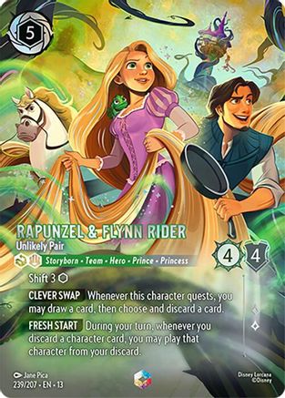 Image of Rapunzel & Flynn Rider - Unlikely Pair (Enchanted) (239/204) - Attack of the Vine Holofoil