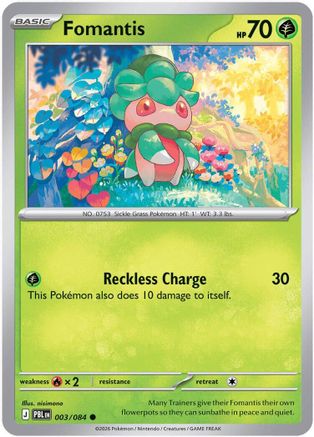 Image of Fomantis 003/084  - Reverse Holofoil ME05 Pitch Black - Common