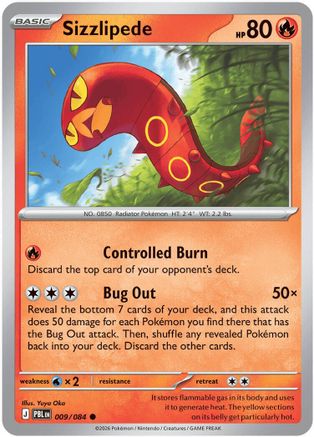 Image of Sizzlipede 009  - Reverse Holofoil ME05 Pitch Black - Common