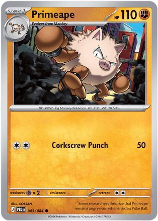 Image of Primeape 043  - Reverse Holofoil ME05 Pitch Black - Common