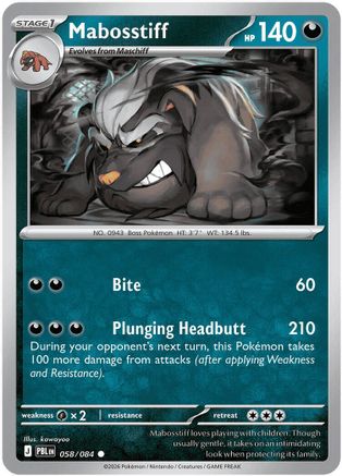 Image of Mabosstiff 058  - Reverse Holofoil ME05 Pitch Black - Common