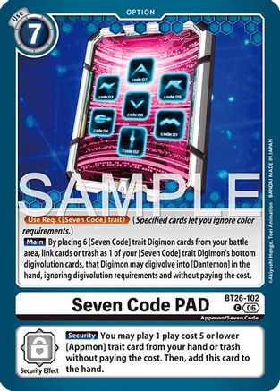 Image of Seven Code PAD (BT26-102) - Timeless Bonds