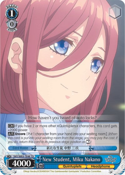 Image of New Student, Miku Nakano (5HY/W83-TE48 TD) [The Quintessential Quintuplets]