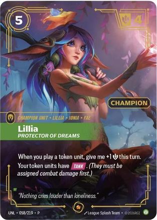 Image of Lillia - Protector of Dreams (Champion) (058/219) - Riftbound Organized Play Promotional Cards Foil