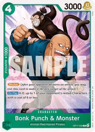Image of Bonk Punch & Monster (OP17-028) - The World's Strongest Warriors