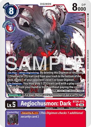 Image of Aegiochusmon: Dark (BT26-073) - Timeless Bonds Foil