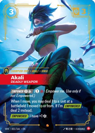 Image of Akali - Deadly Weapon (021/166) - Vendetta Foil