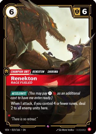 Image of Renekton - Rage Fueled (019/166) - Vendetta Foil