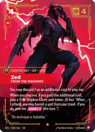 Image of Zed - From the Shadows (023/166) - Vendetta Foil