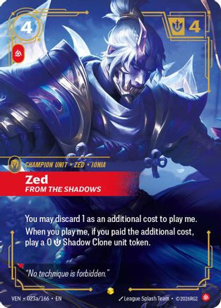 Image of Zed - From the Shadows (Alternate Art) (023a/166) - Vendetta Foil