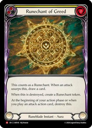 Image of Runechant of Greed (Yellow) (IAR145) - Usurp the Shadow Throne