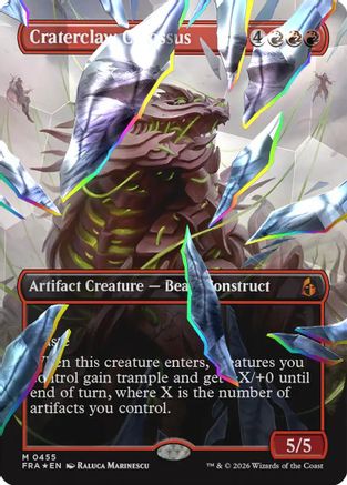Image of Craterclaw Colossus (Borderless) (Facet Foil) (FRA-455) - Reality Fracture Foil
