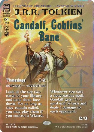 Image of Gandalf, Goblins' Bane (Borderless) (Surge Foil) (HOB-278) - The Hobbit Foil