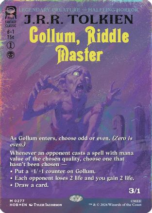 Image of Gollum, Riddle Master (Borderless) (Surge Foil) (HOB-277) - The Hobbit Foil