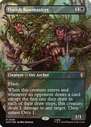 Image of Orcish Bowmasters (Borderless) (Surge Foil) (HOC-059) - The Hobbit: Eternal-Legal Foil