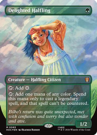 Image of Delighted Halfling (Borderless) (Surge Foil) (HOC-065) - The Hobbit: Eternal-Legal Foil