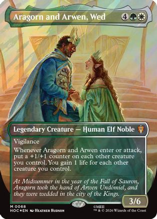 Image of Aragorn and Arwen, Wed (Borderless) (Surge Foil) (HOC-068) - The Hobbit: Eternal-Legal Foil