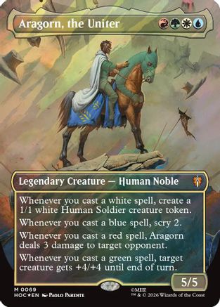 Image of Aragorn, the Uniter (Borderless) (Surge Foil) (HOC-069) - The Hobbit: Eternal-Legal Foil