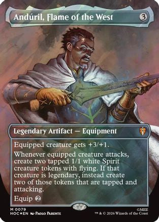 Image of Anduril, Flame of the West (Borderless) (Surge Foil) (HOC-079) - The Hobbit: Eternal-Legal Foil