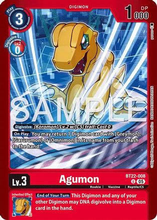 Image of Agumon (BT22-008) - Limited Card Pack -Final Crest- Foil