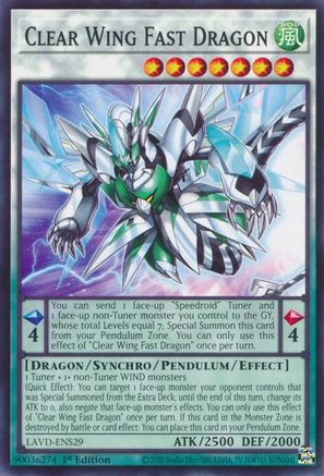 Image of Clear Wing Fast Dragon (LAVD-ENS29) - Legendary Arc-V Decks 1st Edition