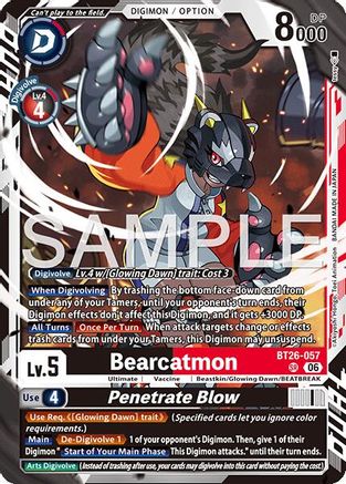 Image of Bearcatmon // Penetrate Blow (BT26-057) - Timeless Bonds Foil