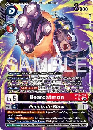 Image of Bearcatmon // Penetrate Blow (Alternate Art) (BT26-057) - Timeless Bonds Foil