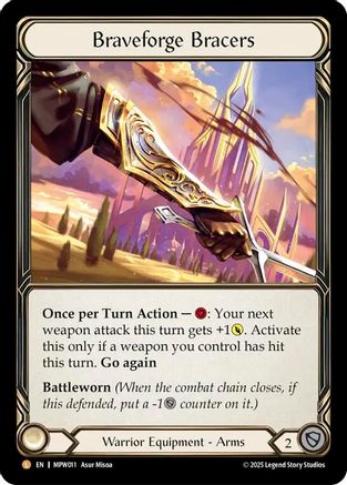 Image of Braveforge Bracers (MPW011) - Mastery Pack Warrior Rainbow Foil