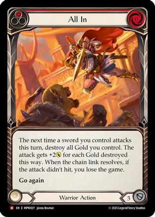 Image of All In (Red) (MPW027) - Mastery Pack Warrior Rainbow Foil