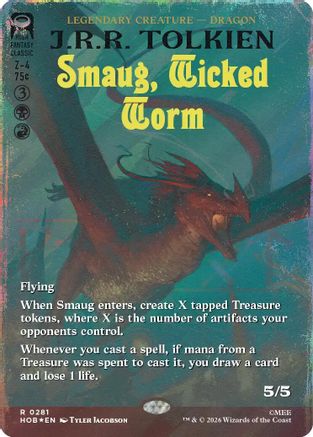 Image of Smaug, Wicked Worm (Borderless) (Surge Foil) (HOB-281) - The Hobbit Foil