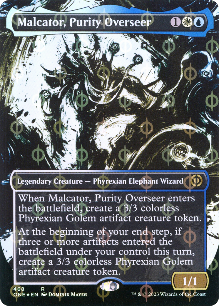 Image of Malcator, Purity Overseer (Borderless Ichor Step-and-Compleat Foil) [Phyrexia: All Will Be One]