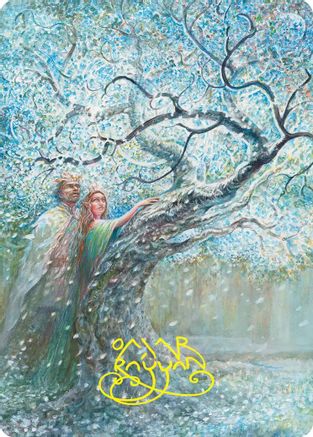 Image of Flowering of the White Tree Art Card (Gold-Stamped Signature) (ASHOB-027) - Art Series: The Hobbit