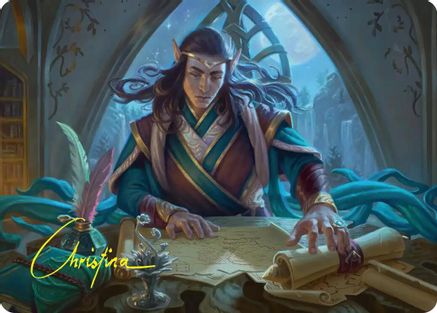 Image of Elrond, Moon-Reader Art Card (Gold-Stamped Signature) (ASHOB-009) - Art Series: The Hobbit